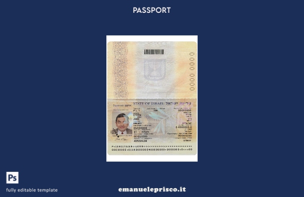 modello di passaporto israeliano (presente) in stile verificato